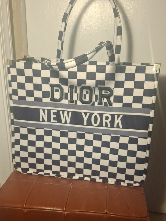 Dior Handbags - Upcycle Dior Checkerboard 'New York' Tote - Black & White